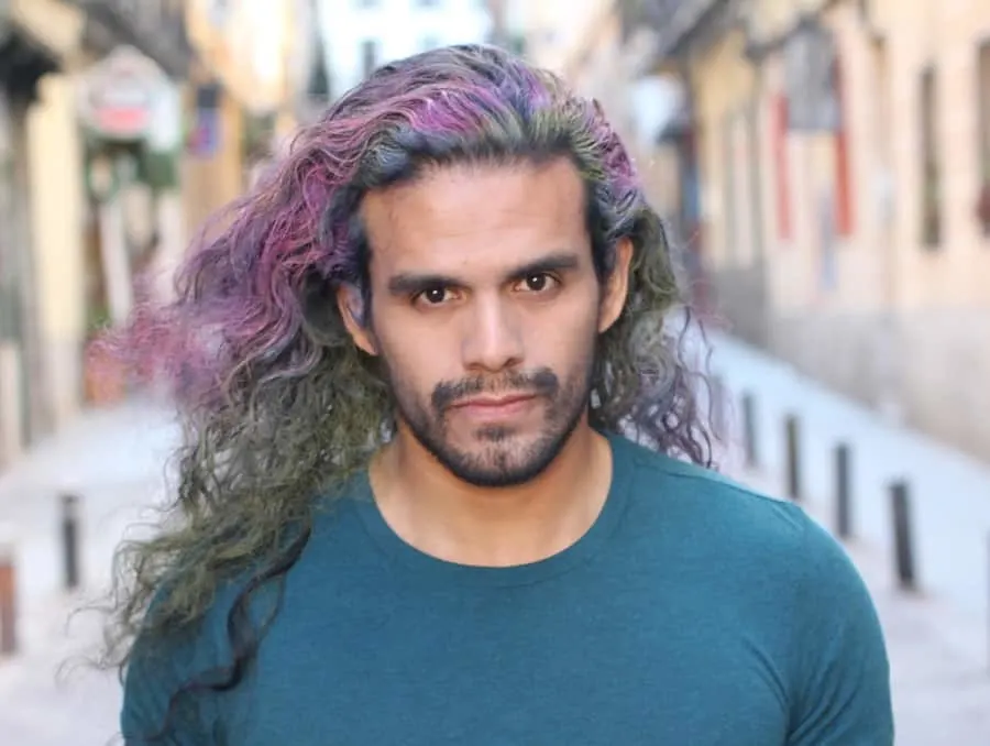 long wavy dyed hair for men