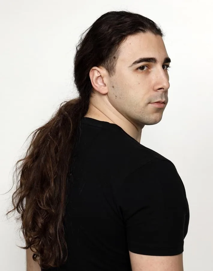 long wavy ponytail for men