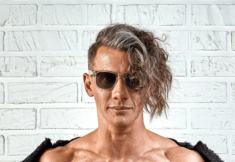 men's long wavy hair with undercut