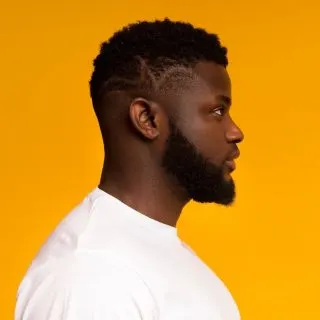 low fade haircut with beard