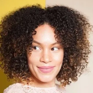 curly hair with middle part