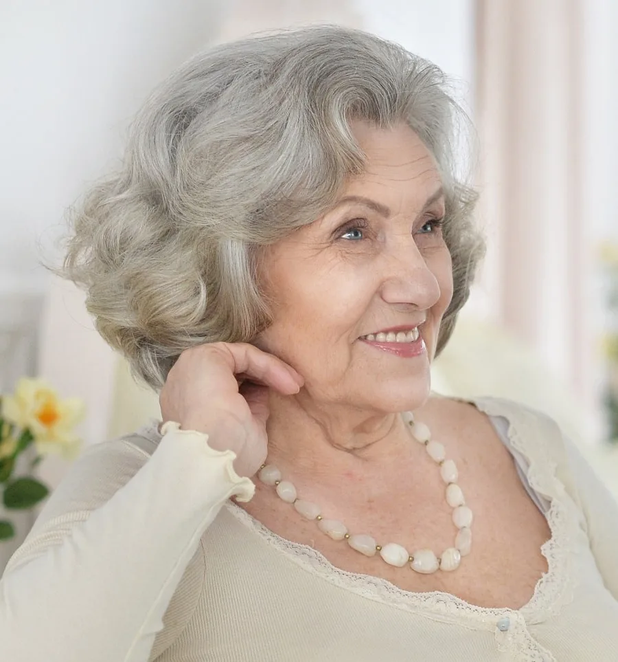 mother of groom with layered grey bob