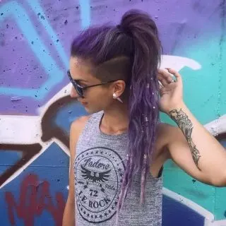 purple highlights in brown hair