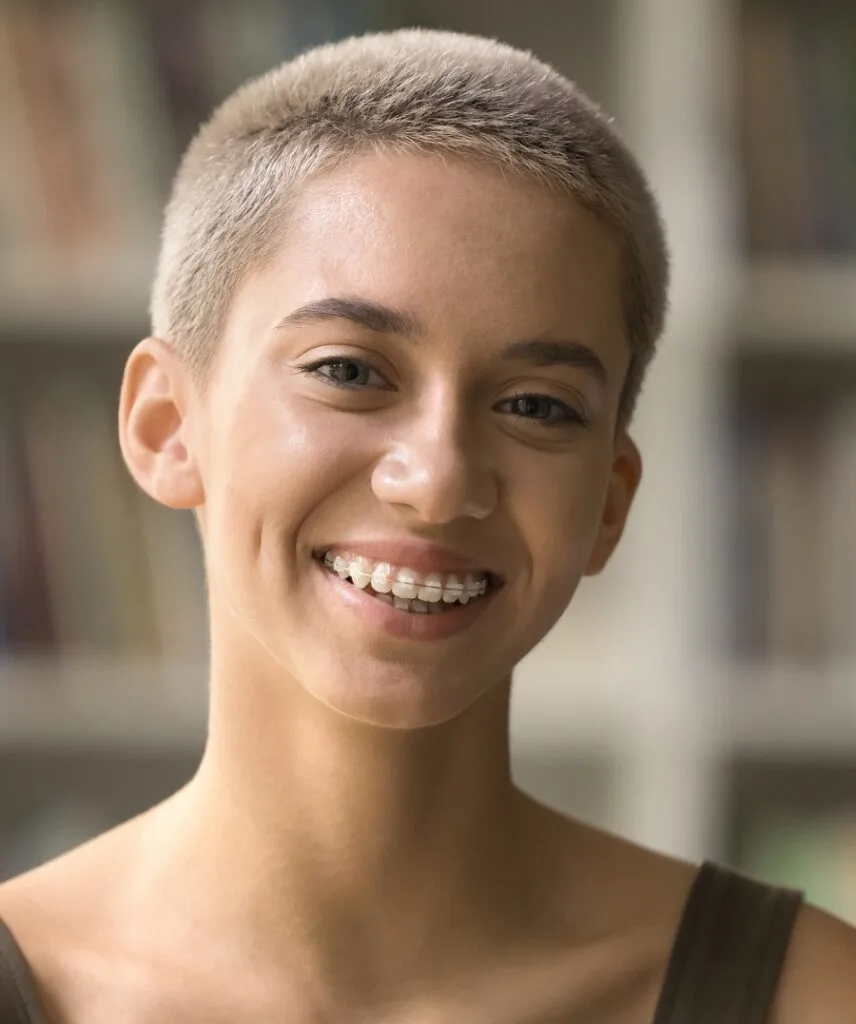 short blonde buzz cut for teen girl