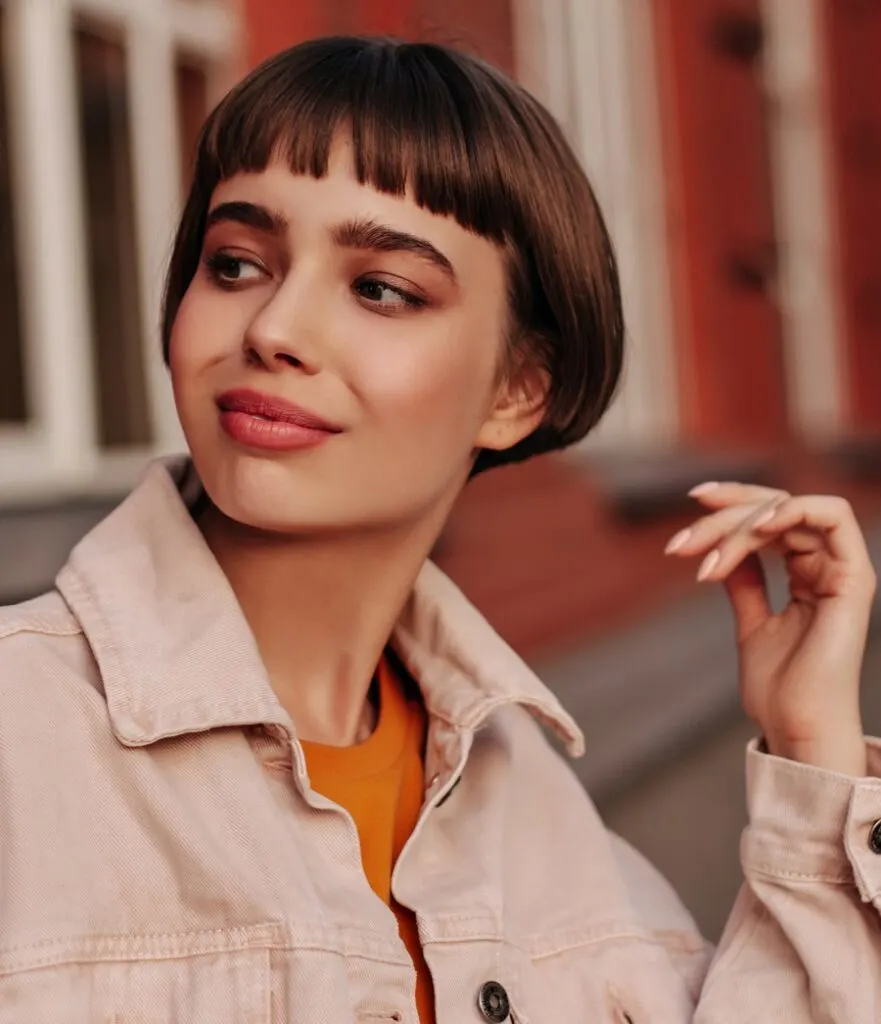 short French bob with bangs for teen girl