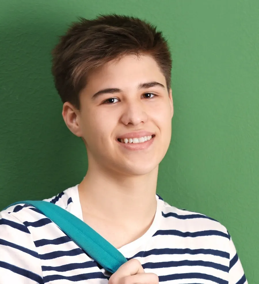 short haircut for teenage school boy
