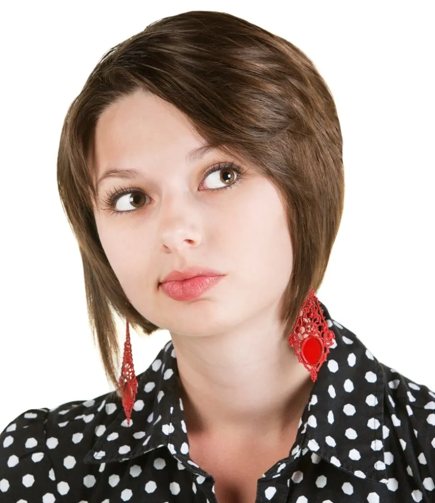 short in back and long in front layered haircut