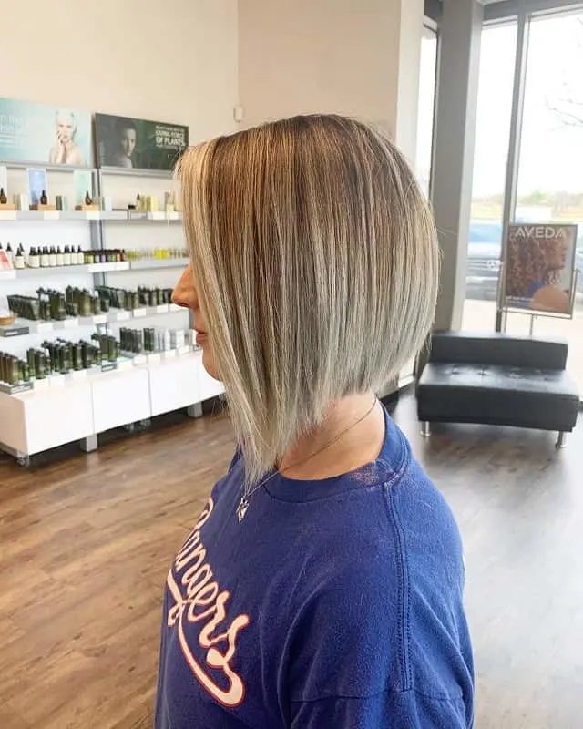 short in back long in front stacked hair