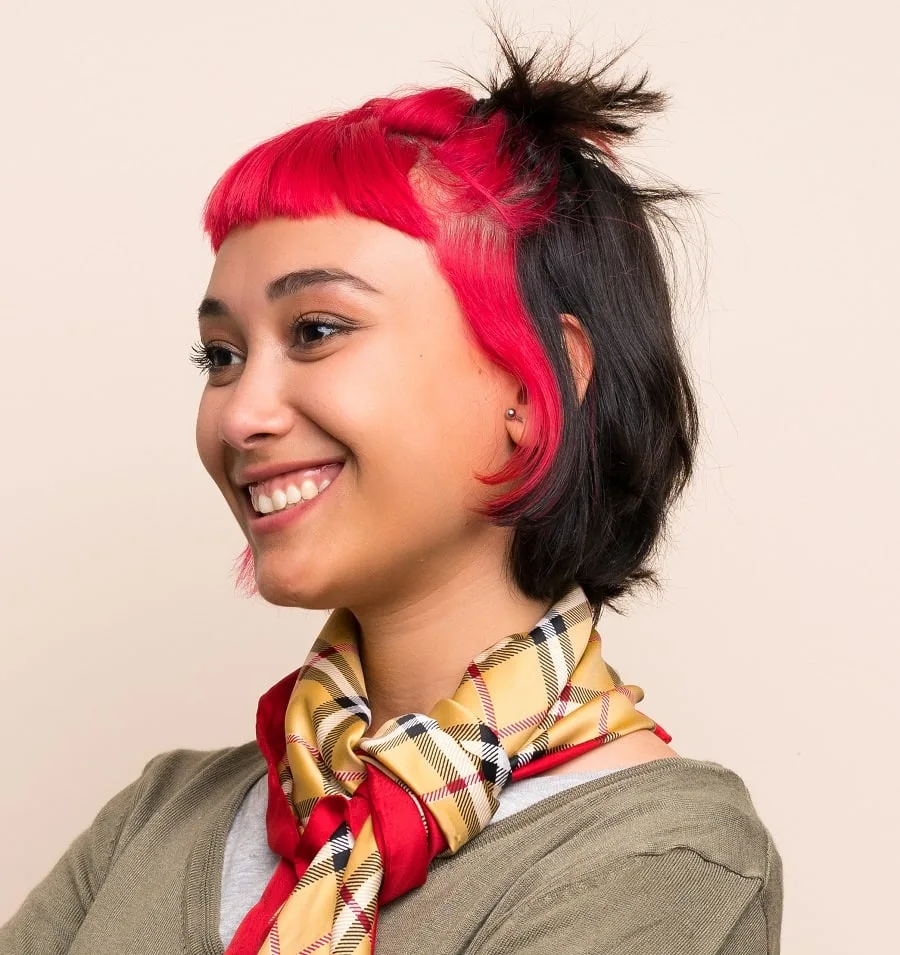 short two tone bob for Asian teen girl
