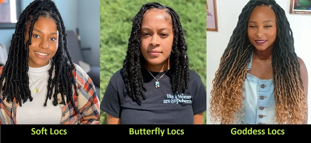 soft locs vs butterfly locs vs goddess locs