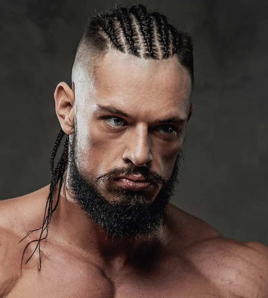 thin viking cornrow braids for men