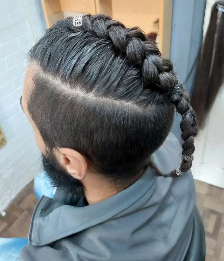 viking french braid with beads for men